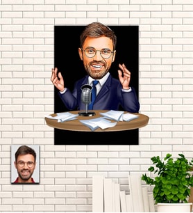 Kişiye Özel Spiker Hediyesi Karikatür Ahşap Tablo