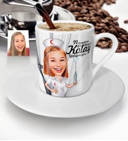 BK Gift Kişiye Özel Hemşire Karikatür Türk Kahvesi Fincanı  1
