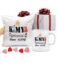 Kimya Öğretmeni Bardağı ve Yastığı Hediye Seti (Model 1)