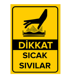 MIGNATIS - Dikkat Sıcak Sıvılar Levhası - Sac Malzeme 25x35cm