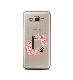 Pembe Çiçekli Harf Tasarım Süper Şeffaf Silikon Telefon Kılıfı Samsung J2 Prime 
