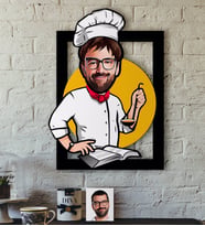 BK Gift Kişiye Özel Bay Chef Karikatürlü 3D Ahşap Tablo-12