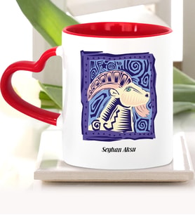 BK Gift Kişiye Özel Oğlak Burcu Kalpli Kupa Bardak Model 5