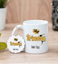 Arkeolog Beyaz Kupa Bardak Ve Anahtarlık Set