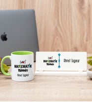 Matematik Mühendisi Yeşil Kupa Bardak Ve Masa İsimliği Hediye Seti