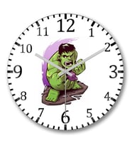 Hulk Chibi Duvar Saati Bombeli Gercek Cam