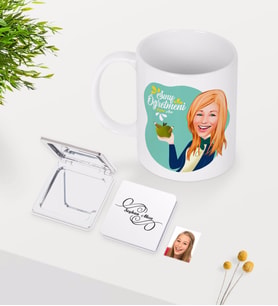 BK Gift Kişiye Özel Bayan Sınıf Öğretmeni Karikatürlü Beyaz Kupa Ayna Seti-1 (Model 1)