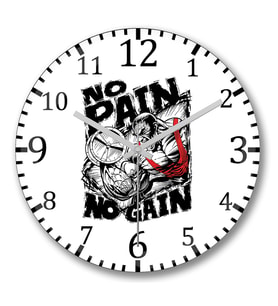 No Pain No Gain Duvar Saati Bombeli Gercek Cam