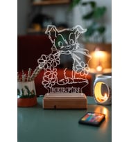 Sevgililer Günü Özel 3D Tatlı Köpek ve Çiçekler Masaüstü Led Lamba