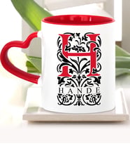 BK Gift Kişiye Özel H Harfi Kırmızı Kalpli Kupa Bardak Model 2