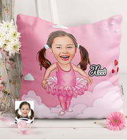 BK Gift Kişiye Özel Kız Çocuk Karikatürlü  Yastık