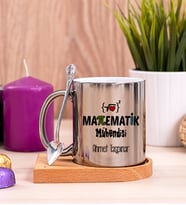 Matematik Mühendisi Ahşap Altlıklı Silver Kupa Bardak