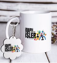 BK Gift Kişiye Özel Mesleki İdari İşler Amiri Beyaz Kupa ve Anahtarlık Hediye Seti (Model 1)