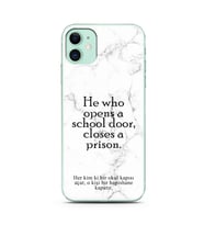 Iphone 11 Beyaz Mermer Söz Tasarımlı Telefon Kılıfı