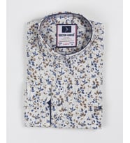 Erkek Çocuk Katlanır Kollu Çiçekli Slim Fit Gömlek (Bej)