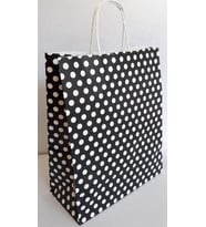 KRAFT KAĞIT ÇANTA SİYAH PUANLI 25CM X 30CM - 1 ADET (Karışık)