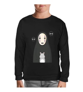 Sprited Away - Kaonashi Siyah Çocuk Sweatshirt