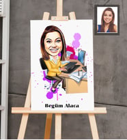 Kişiye Özel Patron Karikatürlü  Ahşap Tablo 30x47 Bayan-8