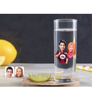 BK Gift Kişiye Özel Renkli Baskılı Sevgililer Karikatürlü Vodka Bardağı-91 (Beyaz)