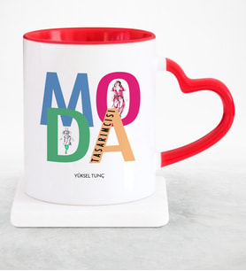 BK Gift Kişiye Özel Mesleki Moda Tasarımcısı Kırmızı Kalpli Kupa Bardak  2