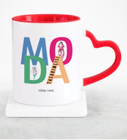 BK Gift Kişiye Özel Mesleki Moda Tasarımcısı Kırmızı Kalpli Kupa Bardak  2