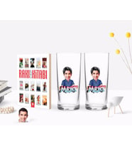 BK Gift Kişiye Özel Renkli Baskılı İsimli Erkek Karikatürlü İkili Rakı Bardağı ve Rakı Cep Kitabı Hediye Seti-1 (Model 1)