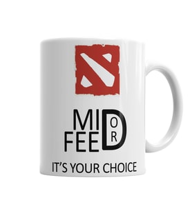 Dota 2 Mid or Feed  Kupa Bardak Porselen
