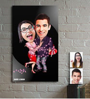 BK Gift Kişiye Özel Sevgililer Karikatür Ahşap Tablo - 2