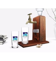 BK Gift Kişiye Özel Renkli Baskılı Balıkesir Tasarımlı Turistik İkili Rakı Bardağı ve Ahşap Rakı Standı Hediye Seti-1 (Beyaz)