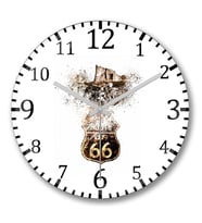 Route 66 Duvar Saati Bombeli Gercek Cam