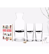 BK Gift Kişiye Özel Renkli Baskılı Manisa Tasarımlı Turistik İkili Rakı Bardağı Karaf ve Cep Kitabı Hediye Seti-2 (Model 1)