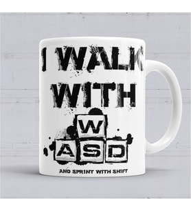 I Walk With Wasd Klavye Kupa Bardak Porselen