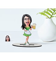BK Gift Kişiye Özel Kadın Karikatürlü Ahşap Biblo Model-30 (Beyaz)