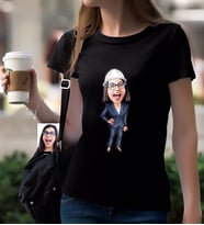 BK Gift Kişiye Özel Bayan Mühendis Karikatürlü Siyah T-Shirt