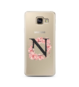 Pembe Çiçekli Harf Tasarım Süper Şeffaf Silikon Telefon Kılıfı Samsung A3 (2017)