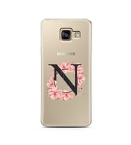 Pembe Çiçekli Harf Tasarım Süper Şeffaf Silikon Telefon Kılıfı Samsung A3 (2017)