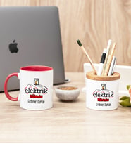 Elektrik Mühendisi Kırmızı Kupa Bardak Ve Kalemlik Seti