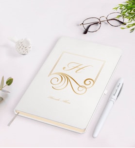 BK Gift Kişiye Özel Baş Harf İsim Tasarımlı Beyaz Defter Kalem Seti-2