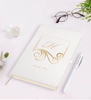 BK Gift Kişiye Özel Baş Harf İsim Tasarımlı Beyaz Defter Kalem Seti-2