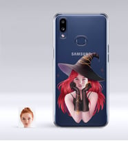 BK Gift Kişiye Özel Bayan Cadı Karikatürlü Samsung Galaxy A10s İnce Şeffaf Silikon Telefon Kapağı-2 (Beyaz)