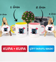 İkili Sarı Pembe Sevgiliye Sevgililer Günü Hediyesi 7 Kupa Bardak Anahtarlık