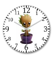Baby Groot Duvar Saati Bombeli Gercek Cam