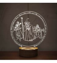 Gandalf Gimli Legolas Figürlü Dekoratif Hediye Led Masa Lambası 7 Işık Rengi Ahşap Taban