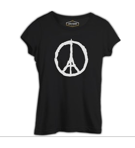 Paris - Peace Siyah Kadın Tshirt