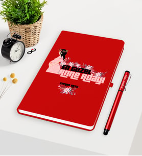 BK Gift Kişiye Özel En Güzel Anne Adayı Kırmızı Defter Kalem Seti - 2