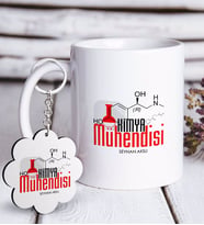 BK Gift Kişiye Özel Mesleki Kimya Mühendisi Beyaz Kupa ve Anahtarlık Hediye Seti-2 (Model 1)