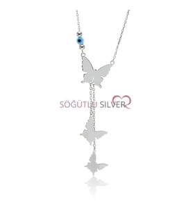 Söğütlü Silver Uçuşan kelebekler kolyesi