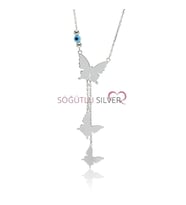 Söğütlü Silver Uçuşan kelebekler kolyesi
