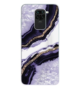 Mor Kumsal Tasarımlı Süper Şeffaf Silikon Telefon Kılıfı Xiomai Redmi Note 9