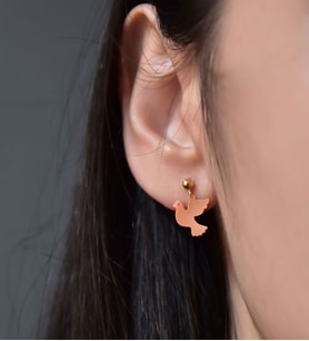Papatya Silver 925 Ayar Gümüş Kuş Model Çivili Kadın Top Küpe (Rose)